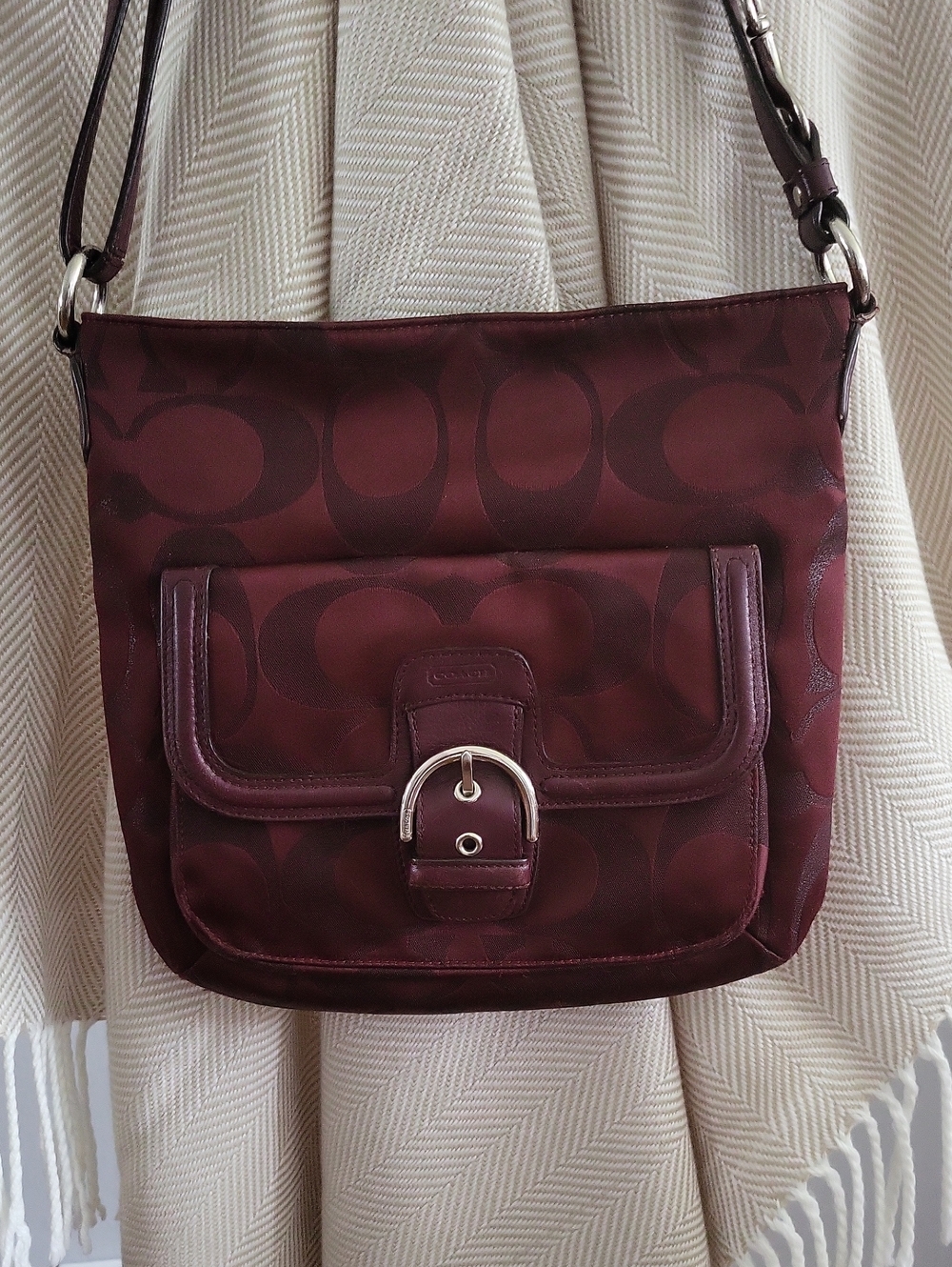 Coach Burgundy Signature Shoulder or Crossbody Bag